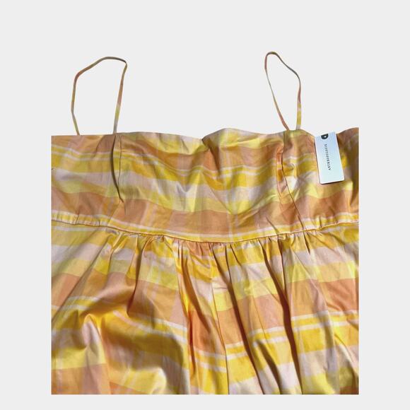 $158 Anthropologie HUTCH Bandeau Romper | sz L, Orange Yellow Plaid NEW! - Picture 8 of 11